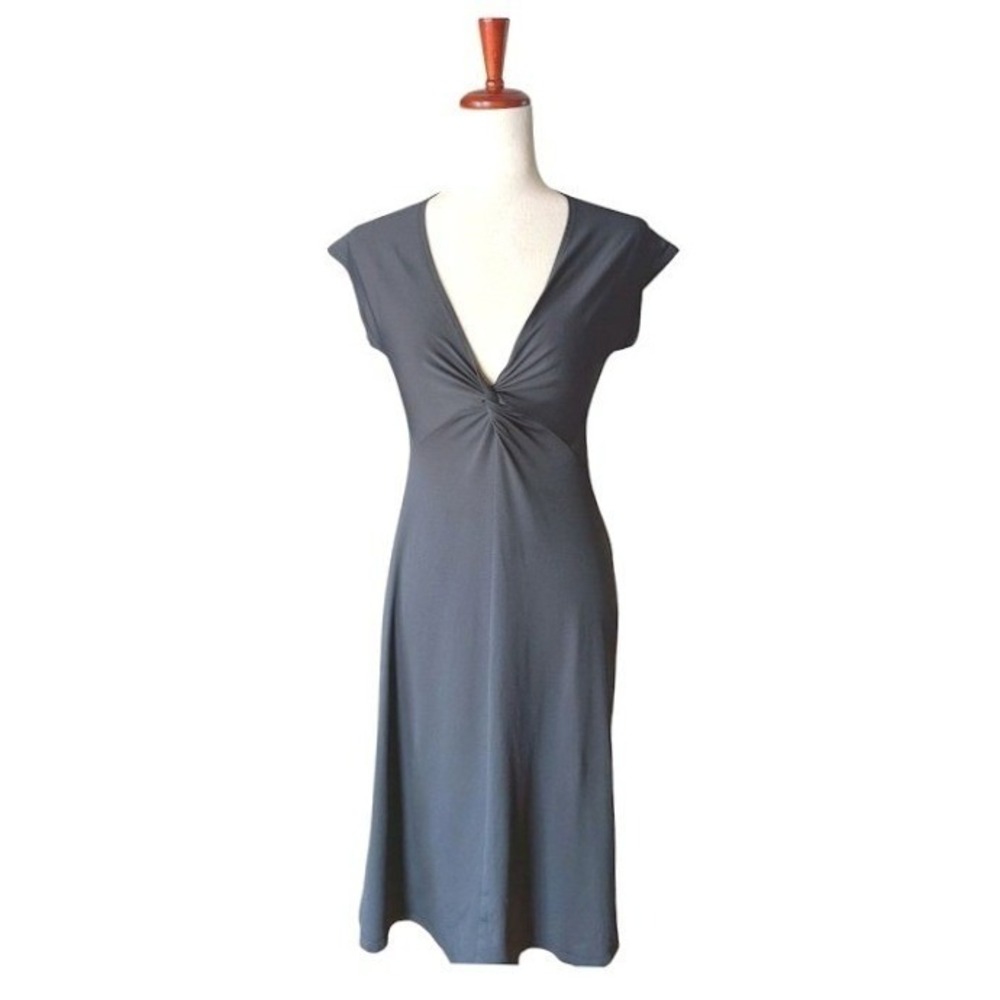 Patagonia Bandha Twist Front V-Neck Midi Dress Black Womens Small 58729‎